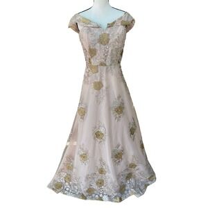 Calvin Klein Evening Gown 12 Pink Gold Formal Cocktail Dress Mother of bride